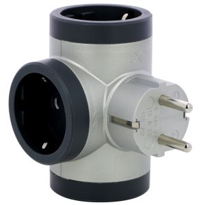 Adapter LEGRAND socket 6x2P+E 16A 3 side sockets, gray