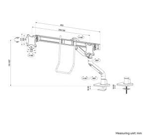 Стойка Neomounts Next One Desk Mount, double display crossbar (topfix clamp/grommet) 
