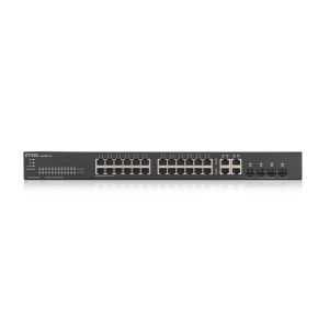 Комутатор ZyXEL GS1920-24v2, 28 Port Smart Managed Switch 24x Gigabit Copper and 4x Gigabit dual pers., hybird mode, standalone or NebulaFlex Cloud