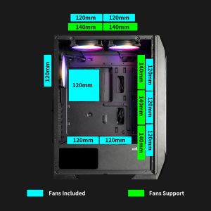 Zalman Case ATX - N7 PLUS - 7 fans included, Tempered Glass