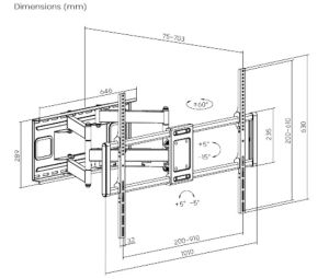 Gembird стенна стойка за телевизор TV Mount - WM-120ST-01 - Adjustable, 60"-120", 120 kg