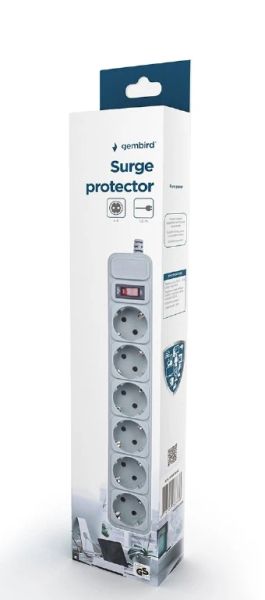 Gembird Surge Protector - SPG6-B-6C - 6 x Schuko, 1.8 m, IP20