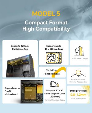 Geometric Future Case EATX - Model 5 Vent Black - 5 x 140 mm aRGB fans included