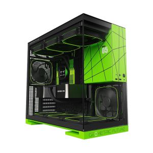 Geometric Future Case EATX - Model 5 Black/Green, NVIDIA style limited edition