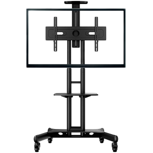 ONKRON Mobile TV Stand for 40-70” TVs with Wheels Shelves Height Adjustable Rolling TV Cart, Black
