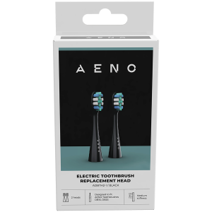 AENO Replacement toothbrush heads, Black, Dupont bristles, 2pcs in set (for ADB0002S/ADB0001S)