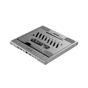 Canyon Laptop stands with hub, TYPE C F to HDMI2.0+2USB3.0+USBC3.0+RJ45+PD, TYEP C TO C cable 1m white with Emarker: HUSB332A, Material: Aluminum case+ABS+PS, Size: 245x240x27.2+/-0.3mm, Weight:1304g