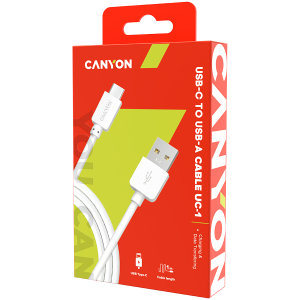 CANYON Type C USB Standard cable, 1M, White