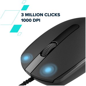 CANYON M-10, Canyon Wired optical mouse with 3 buttons, DPI 1000, with 1.5M USB cable, black, 65*115*40mm, 0.1kg