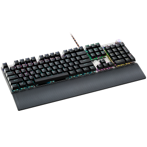 CANYON Nightfall GK-7, Wired Gaming Keyboard, Black 104 mechanical switches, 60 million times key life, 22 types of lights, Removable magnetic wrist rest, 4 Multifunctional control knob, Trigger actuation 1.5mm, 1.6m Braided cable, US layout, dark gray, s