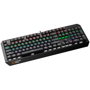 CANYON Hazard GK-6, Wired multimedia gaming keyboard with lighting effect, 108pcs rainbow LED, Numbers 104keys, EN double injection layout, cable length 1.8M, 450.5*163.7*42mm, 0.90kg, color black