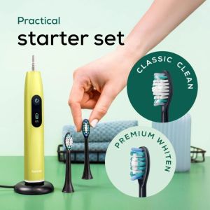 Електрическа четка за зъби Beurer SC 50 splashy lemon Electric Sonic Toothbrush, up to 80,000 mov/min, 5 cleaning programs: Clean, Sensitive, Polish, Gum Care, Whiten, Pressure sensor , 2-min. timer, Incl. 2 toothbrush heads and magnetic charging plate, 2