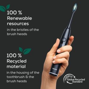 Електрическа четка за зъби Beurer SC 50 midnight ink, Electric Sonic Toothbrush, up to 80,000 mov/min, 5 cleaning programs: Clean, Sensitive, Polish, Gum Care, Whiten, Pressure sensor , 2-min. timer, Incl. 2 toothbrush heads and magnetic charging plate, 2