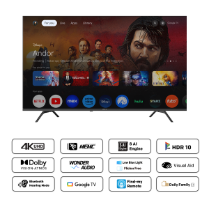 METZ TV 55" UHD LED SMART TV, 4K, Google TV, Frameless, 2x10W