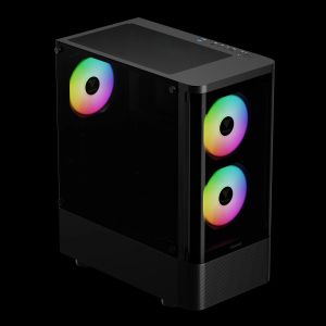 Gamdias Case ATX - TALOS E3 CG - 3 x 120 mm A-RGB, Curved Glass