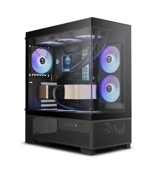 Gamdias кутия Case mATX - AURA GC12 ARGB BK - 6 x 120 mm A-RGB, USB-C, Tempered Glass