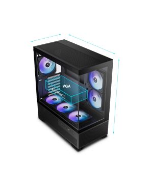 Gamdias кутия Case mATX - AURA GC12 ARGB BK - 6 x 120 mm A-RGB, USB-C, Tempered Glass