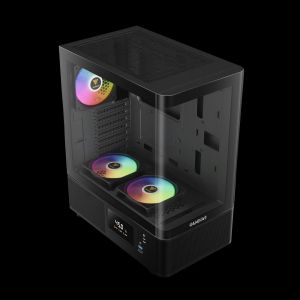 Gamdias Case ATX - ATLAS E2 - 3 x 120 mm A-RGB, Digital Display, Curved Glass