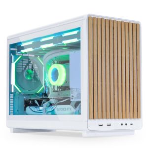 Case Lian Li DAN A3-mATX Wood Edition White, Tempered Glass, Micro Tower