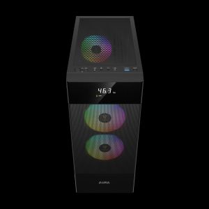 Gamdias кутия Case ATX - AURA GC5 ELITE ARGB BK - Addressable RGB, Mesh, Digital Display