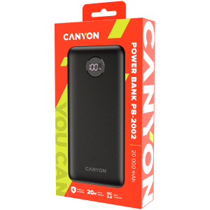 CANYON power bank PB-2002 LED 20000 mAh PD 20W QC 3.0 Black