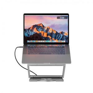 Canyon Laptop stands with hub, TYPE C F to HDMI2.0+2USB3.0+USBC3.0+RJ45+PD, TYEP C TO C cable 1m white with Emarker: HUSB332A, Material: Aluminum case+ABS+PS, Size: 245x240x27.2+/-0.3mm, Weight:1304g