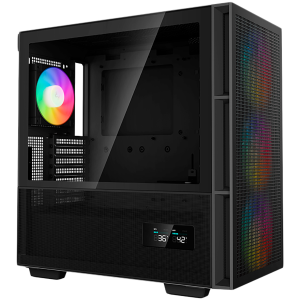 DeepCool CH560 Digital, Mid Tower, Mini-ITX/Micro-ATX/ATX/E-ATX, 1xUSB3.0, 1xType-C, 1xAudio, 3x140mm + 1x120mm Pre-Installed ARGB Fans, Tempered Glass, Mesh Panels, Dual-Status Digital Display, GPU Support Arm, Black, R-CH560-BKAPE4D-G-1