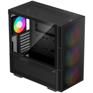 DeepCool CH560, Mid Tower, Mini-ITX/Micro-ATX/ATX/E-ATX, 1xUSB3.0, 1xType-C, 1xAudio, 3x140mm + 1x120mm Pre-Installed ARGB Fans, Tempered Glass, Mesh Panels, GPU Support Arm, Black, R-CH560-BKAPE4-G-1