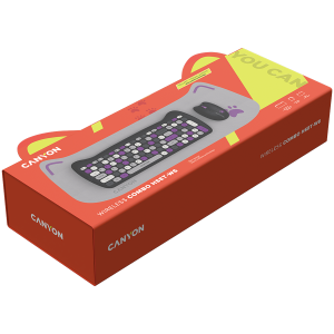 CANYON HSET-W6 EN Keyboard+Mouse Kitty Edition AAA+AA Wireless Violet