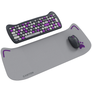 CANYON HSET-W6 EN Keyboard+Mouse Kitty Edition AAA+AA Wireless Violet