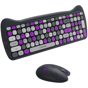 CANYON HSET-W6 EN Keyboard+Mouse Kitty Edition AAA+AA Wireless Violet