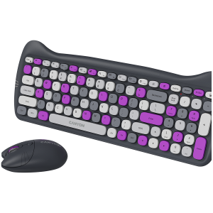 CANYON HSET-W6 EN Keyboard+Mouse Kitty Edition AAA+AA Wireless Violet