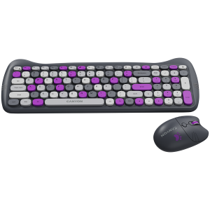 CANYON HSET-W6 EN Keyboard+Mouse Kitty Edition AAA+AA Wireless Violet