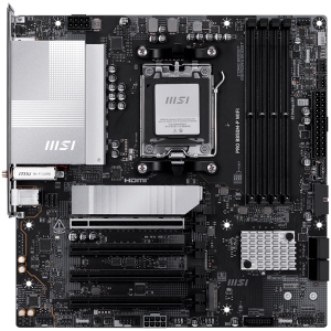 MSI PRO B850M-P WIFI, mATX, Socket AM5, 4x DDR5 Dual Channel DDR5 up to 8200(OC)MHz, 4x PCIe x16 slot, 3x M.2 slot, 4x USB 2.0, 2x USB 5Gbps, 1x USB 10Gbps, 1x USB 10Gbps Type-C, DP, 7.1 HD Audio, 5G LAN, WiFI 7, BT, 3Y