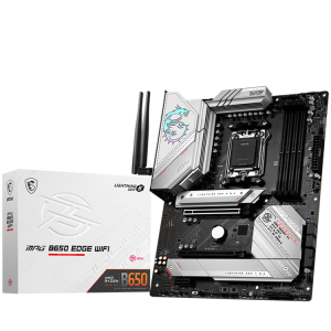 MSI Mainboard Desktop MPG B650 EDGE WIFI (AM5,4xDDR5, HDMI,DP, 1xPCI-E x16 4.0, 1xPCI-E x1, 3xM.2, 6xSATA 6G, 6xUSB2.0, 6xUSB3.2 Gen1 Type A, 3xUSB3.2 Gen2 Type A, 1xUSB3.2 Gen2 Type C, 1xUSB 3.2 Gen2x2, 2.5GLAN, AMD Wi-Fi 6E, BT5.2) ATX