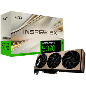 MSI Video Card Nvidia GeForce RTX 5070 12G INSPIRE 3X OC, 12GB GDDR7, 192bit, Effective Memory Clock: 28000MHz, Boost: 2557 MHz, 6144 CUDA Cores, PCIe 5.0, 3x DP 2.1b, HDMI 2.1b, RAY TRACING, Triple Fan, 1x16pin, 650W Recommended PSU, 3Y