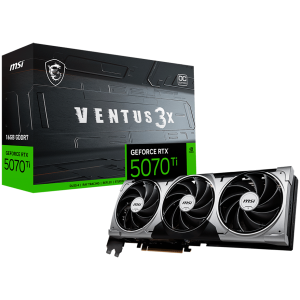 MSI Video Card Nvidia GeForce RTX 5070 Ti 16G VENTUS 3X OC (16GB GDDR7/256bit, PCI-E Gen5, 3x DP 2.1, 1x HDMI 2.1, 1x 16-pin Power Connector, Retail)