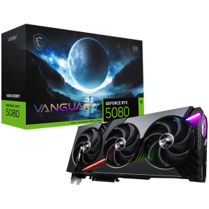 MSI Video Card Nvidia GeForce RTX 5080 16G VANGUARD SOC, 16GB GDDR7, 256bit, Effective Memory Clock: 30000MHz, Boost: 2730 MHz, 10752 CUDA Cores, PCIe 5.0, 3x DP 2.1b, HDMI 2.1b, RAY TRACING, Triple Fan, 1x16pin, 850W Recommended PSU, 3Y