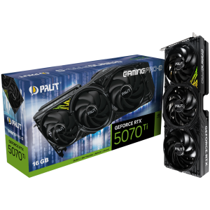 PALIT GeForce RTX 5070 Ti GamingPro-S 16GB GDDR7 256 bit, 1x HDMI 2.1b, 3x DP 2.1b, 3 Fan, 1x 16-pin pwr connector, 750W, 331.9 x 127.1 x 49.7 mm, NE7507T019T2-GB2031U