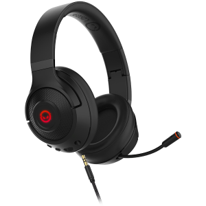 Lorgar Noah 501, gaming bluetooth headset with microphone, BT 5.3 JL7006, battery 1000mAh, type-C charging cable 0.8m, audio cable 1.5m, size:195*185*80mm, 0.28kg. Black