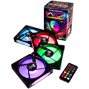 ARGB Fan*4 & ARGB controller & Remote; Fan: 120 x 25 x 120mm, PWM 4PIN(Male & Female); ARGB 5V 3PIN(Male & Female)Speed: 800-1800RPM(PWM)