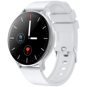 CANYON Badian SW-68, Smartwatch, Realtek 8762CK, 1.28''TFT 240x240px; RAM : 160KB,  Lithium-ion polymer battery, 3.7V 190mAh Include, Silver Zinc alloy middle frame + plastic bottom case+ white Silicone strap + silver strap buckle, 44.9x 10.9mm, strap: 20