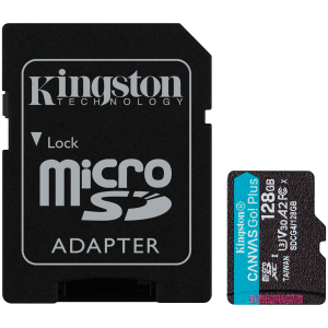 Kingston 128GB microSDXC Canvas Go Plus Gen4 200MB/s A2 U3 V30 Card + Adapter