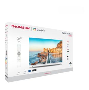 Телевизор Thomson 40" FHD Google TV; 1920 x 1080 (FHD), DLED, 60 Hz, HDR10, Dolby Audio, Google Cast, DVB-T/T2/C/S/S2, Wi-Fi, Bluetooth, LAN, HDMI 3 (1.4), USB 2 (2.0), Hotel mode, Side Feet, White
