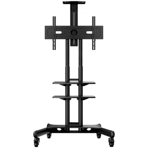 ONKRON Mobile TV Stand for 40-70” TVs with Wheels Shelves Height Adjustable Rolling TV Cart, Black