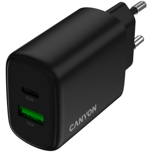 CANYON charger OnCharge 250 25W 1xPD 1xQC EU Black
