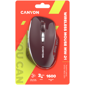 CANYON mouse MW-21 BlueLED 7buttons Wireless Burgundy Red