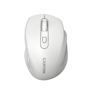 Canyon 6 buttons wireless 2.4Ghz mouse, MX8650A Sensor, DPI up to 1600, Injection case, 3 M life times left and right switches, 2xAAA battery, ABS material, Size: 105x71x40mm, Weight: 59g, white