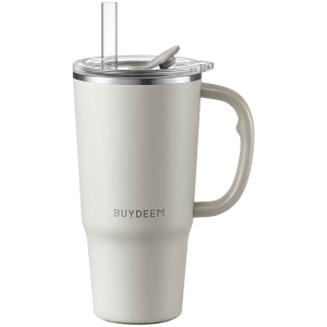 BUYDEEM Thermo Mug With Straw 700 ml, model DS57, color Oats White