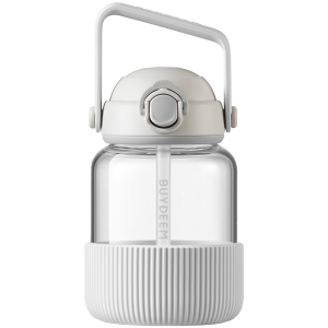 BUYDEEM Pop-Up Straw Glass Bottle 800 ml, model DG78, color Oats White